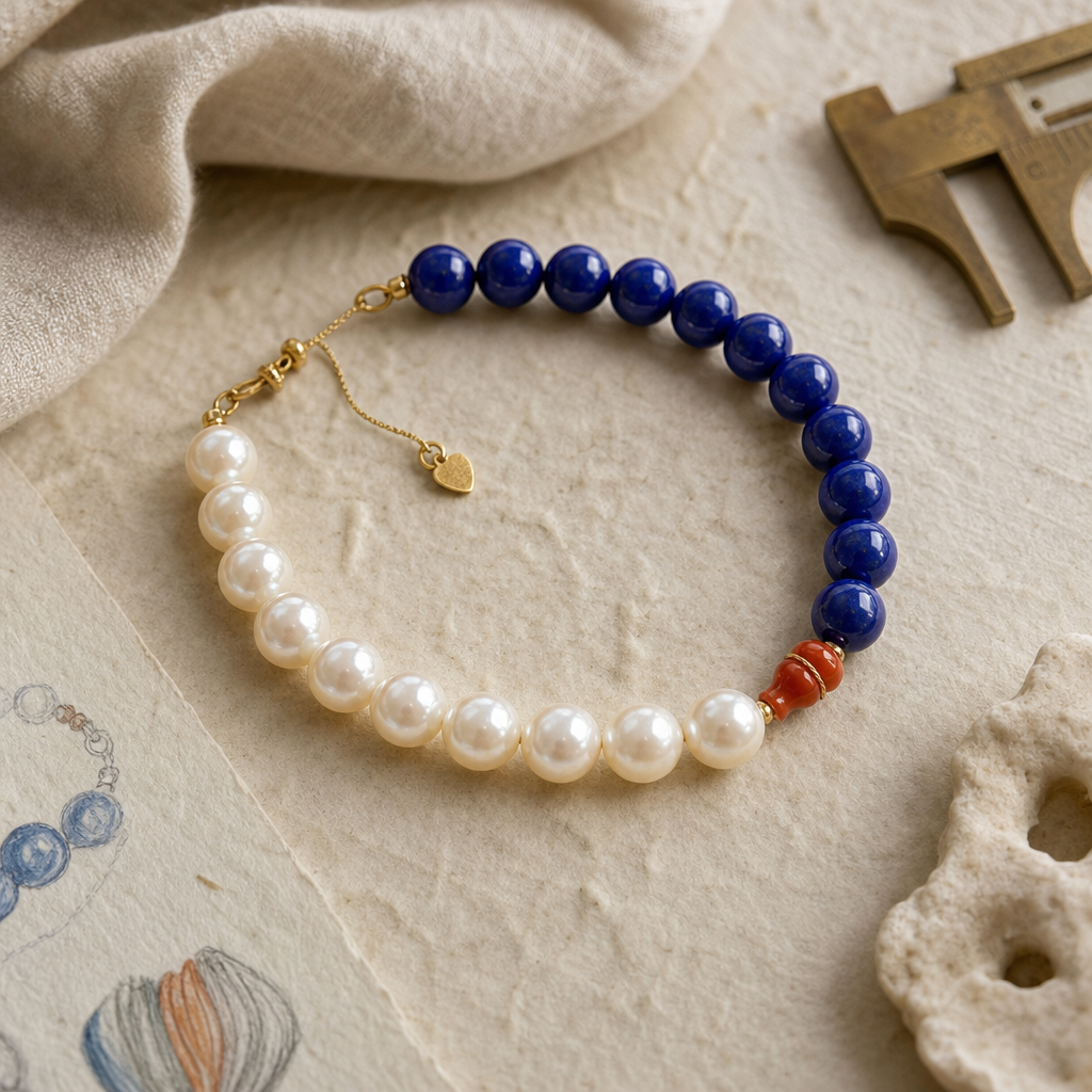 Akoya pearl and gemstone bracelet styled in a minimal setting